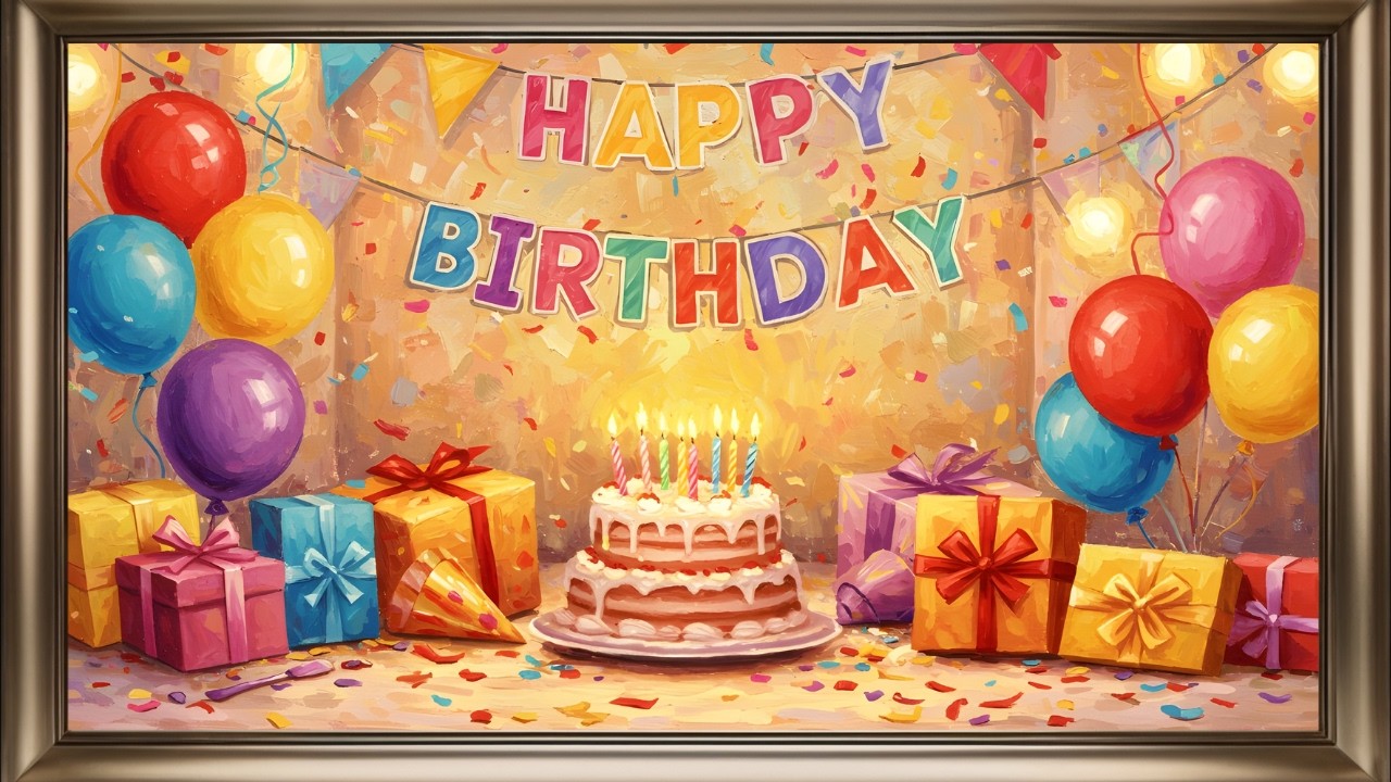 Happy Birthday Frame TV Art | Celebration Screensaver Background For Your TV🎈🎁