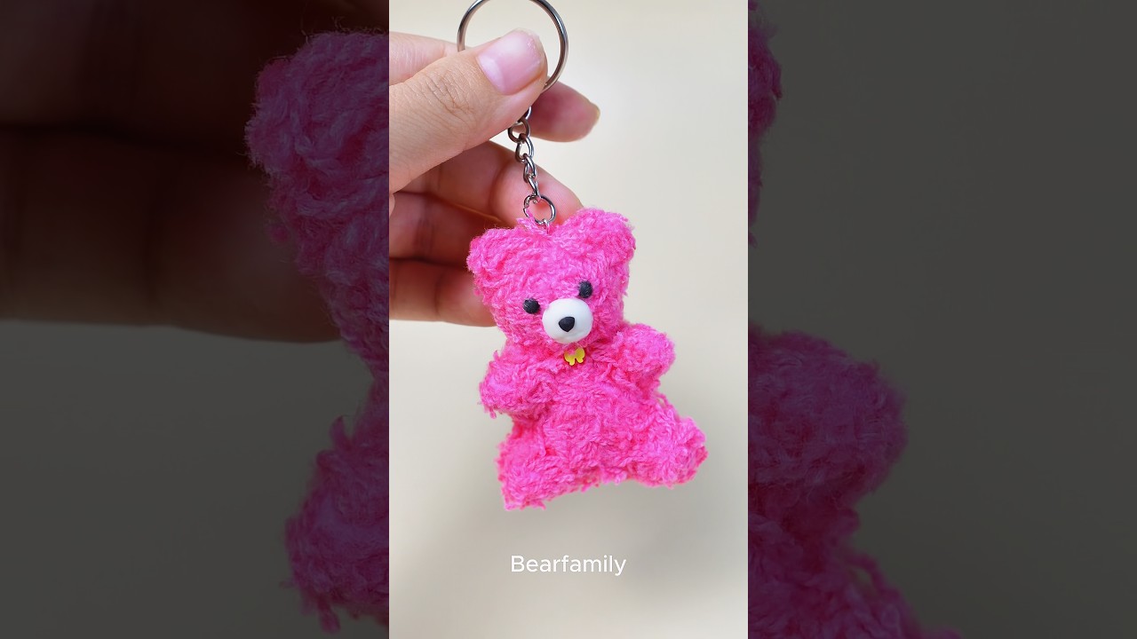 BEARFAMILY | Cute Bear Keychain 🧸🔑 | Clay & Wool DIY #shorts # #craft #bearfamily #art