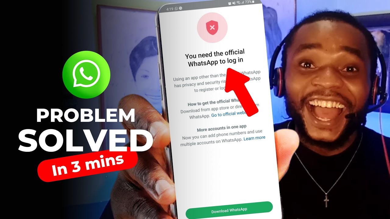 Вам нужен официальный WhatsApp для входа | РЕШЕНО НА 100% | Исправлены проблемы с WhatsApp в Вели...