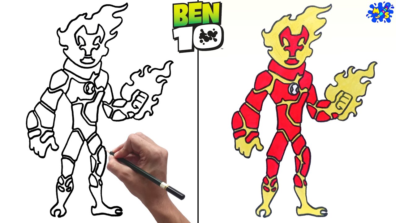 How to Draw Heatblast from Ben 10 || Easy Step by Step
