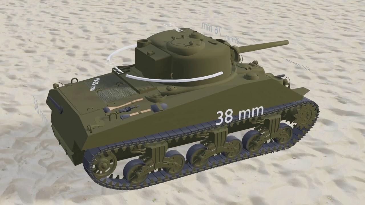 Sherman M4A3 75 US tank. 3D models of Blender.