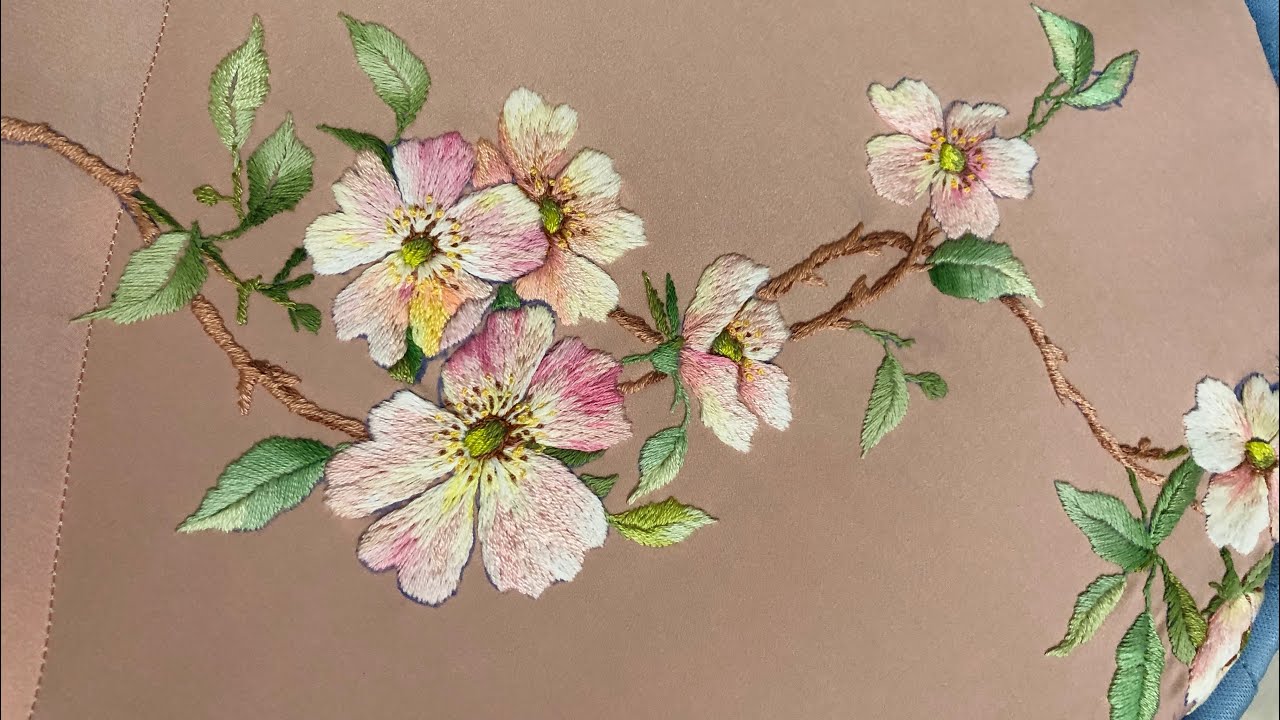 gợi ý thêu hoa trang trí áo dài - Thêu đâm xô - Thêu sa hạt - thêu mũi bó bạt - hand embroidery