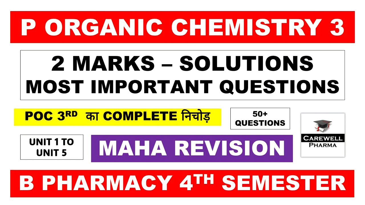 2 Marks Nichod Video | Poc 3rd | Pharmaceutical Organic Chemistry 4th Semester | Carewell Pharma