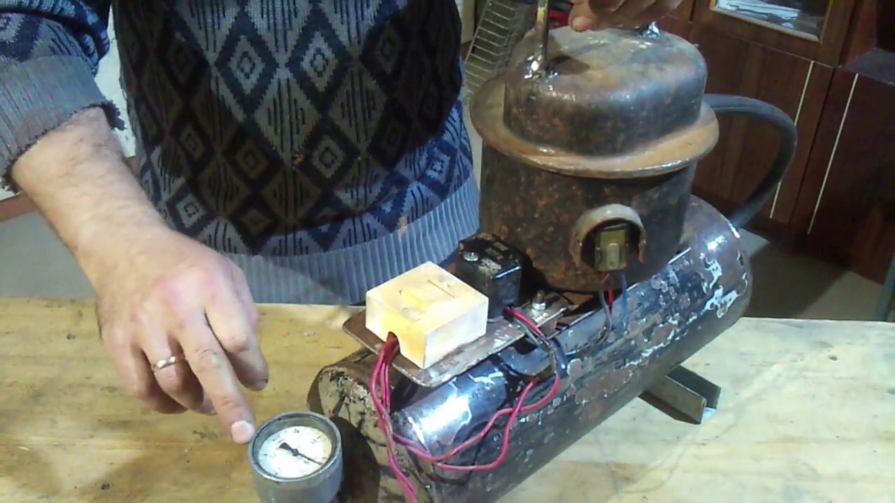 Самодельный бесшумный мини компрессор из холодильника Mini air compressor from fridge