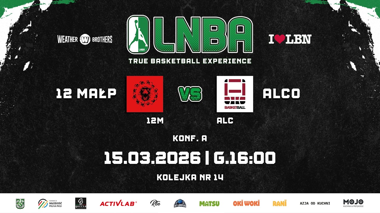 🏀 12 Małp vs Alco 🏀 | 🔴LIVE | Konf. A | Kolejka nr 14 | LNBA ✘️ Edycja