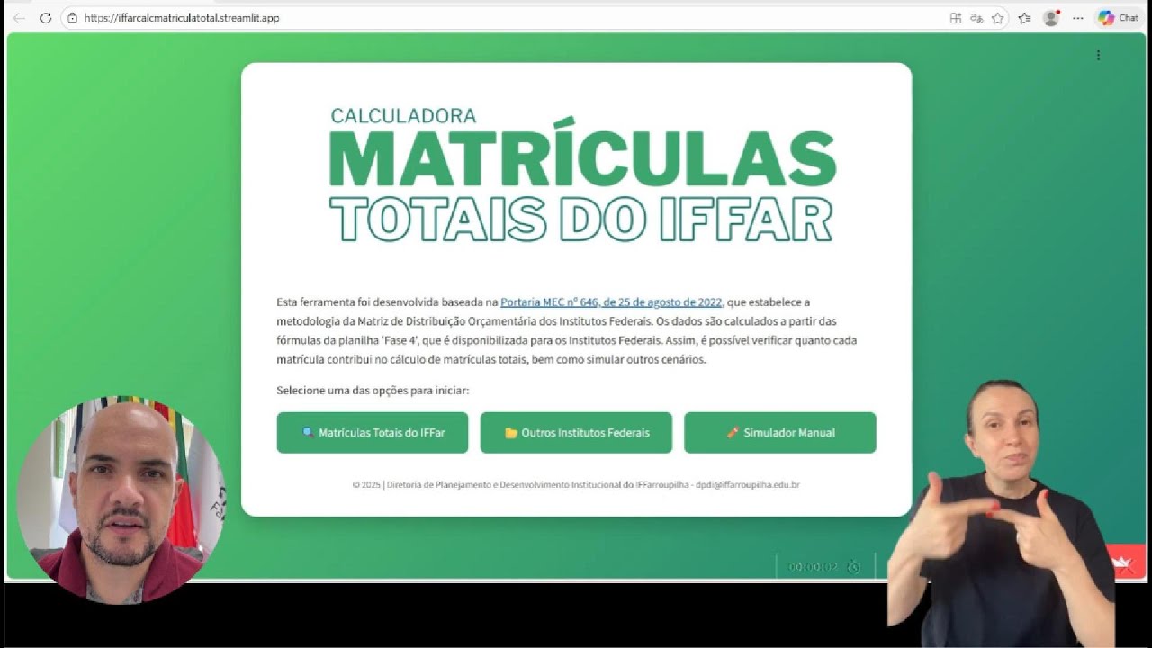 Calculadora de Matrículas Totais do IFFar