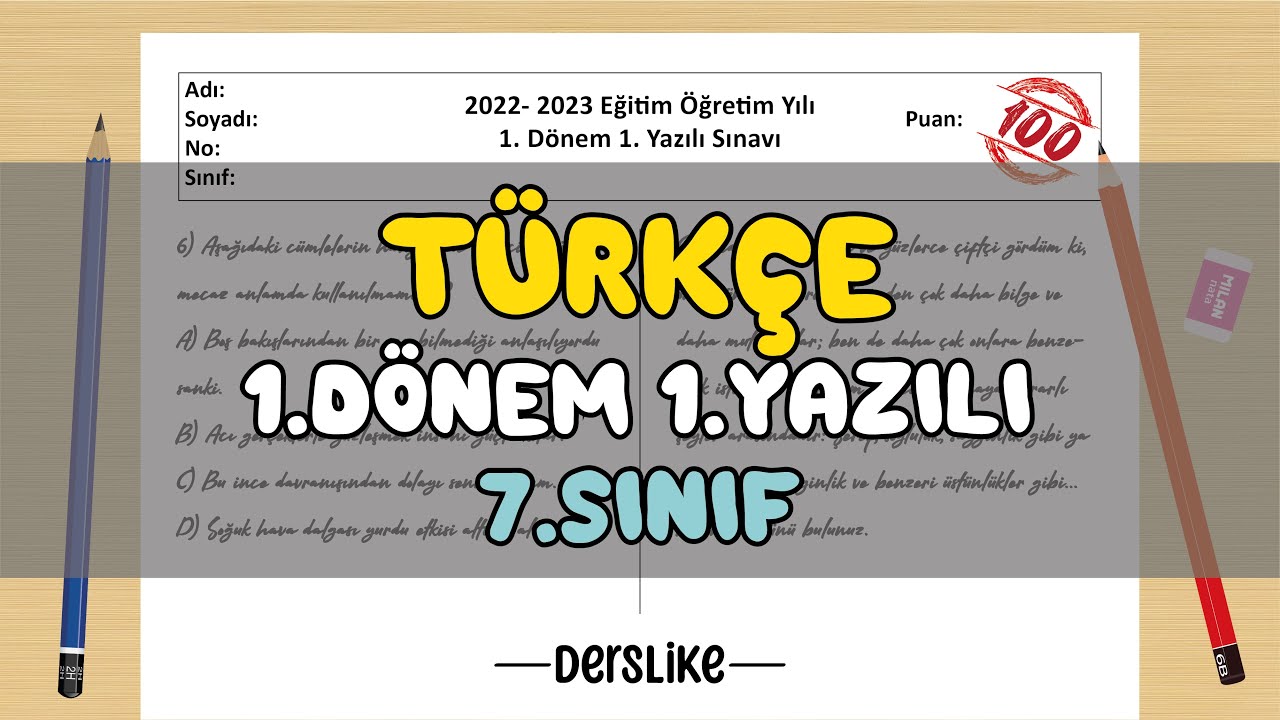 7. Sınıf Türkçe 1.Dönem 1.Yazılı Soruları 
