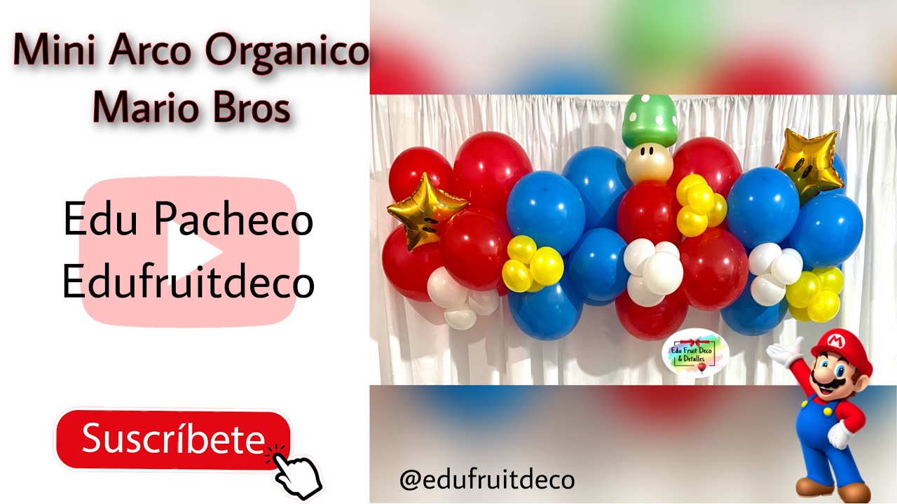 CÓMO HACER MINI ARCO ORGÁNICO - Mario Bros - Semi Arco de globos - Decoración de Cumpleaños