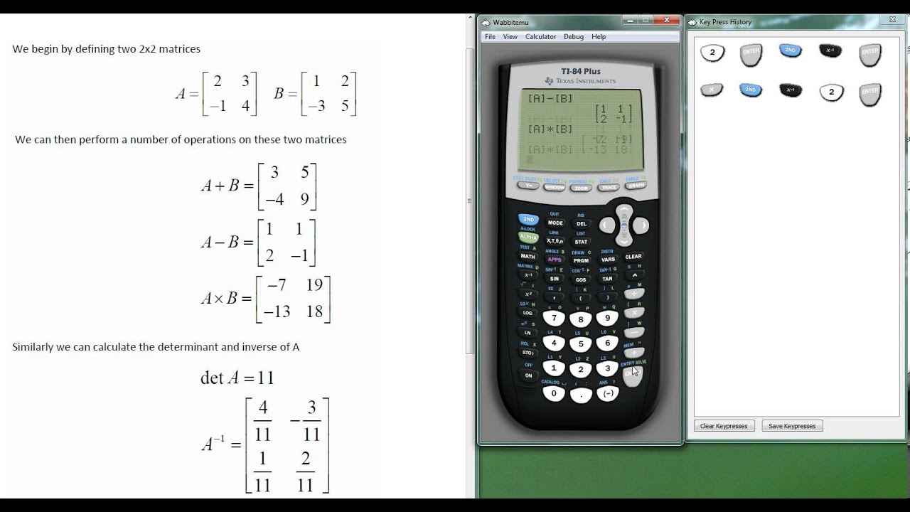 TI-84 Tutorial: Matrices