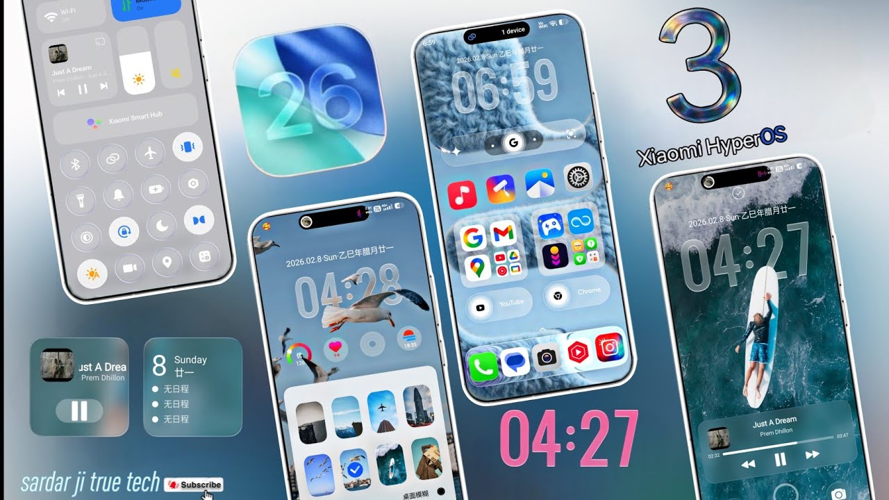 New iOS 26 Theme Support HyperOS 3 Control Center Xiaomi global theme #sardarjitruetech 