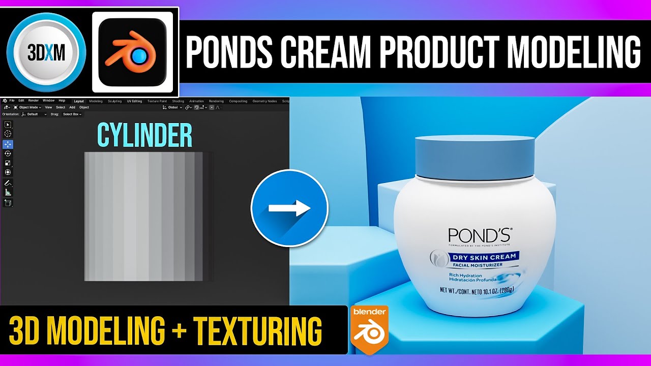How to create 3d model of Cosmetics Product Ponds Cream | blender tutorial for beginners in Hindi