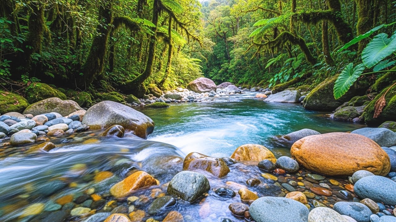 Mountain River Flowing Sounds 24/7 | Nature Sounds White Noise | Flowing Water for Deep Sleep, Relax