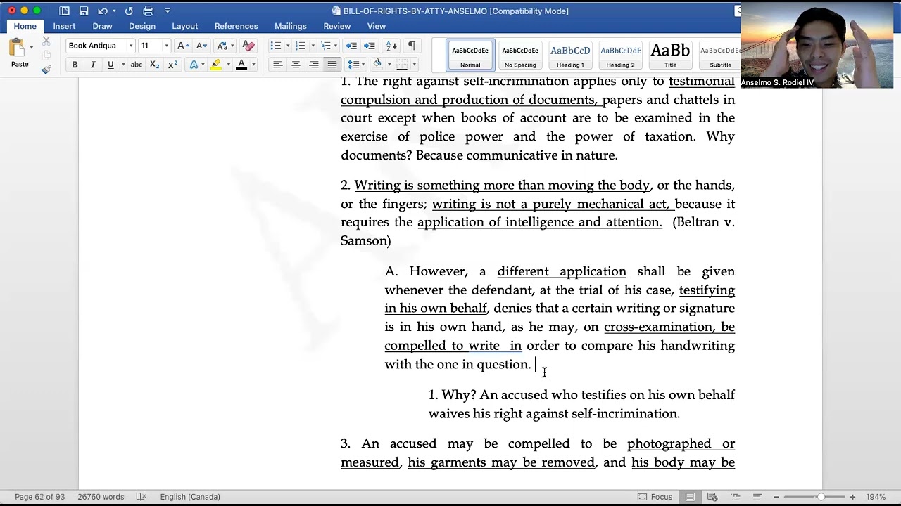 CONSTI2 - Part 13: Impairment of Contracts, Self incrimination, Religion