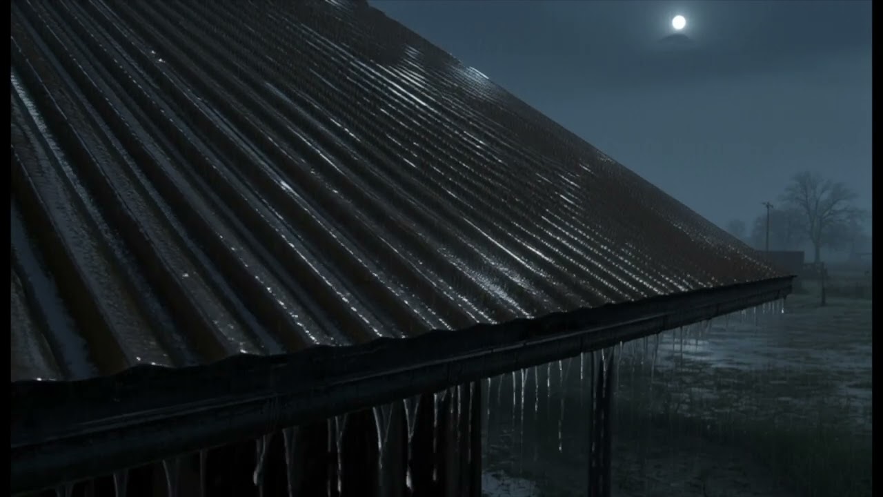 Quiet Night Rain on the Roof Steady Outdoor Ambience for Calm Background Relaxation