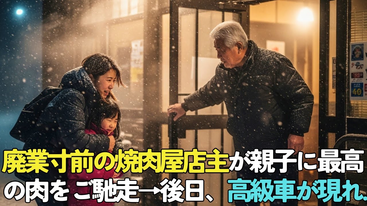 吹雪の中、高級焼肉店に親子が来店し「10円しかなくて」「貧乏人は帰れ」→直後、廃業寸前の65歳の焼肉店の店主「いっぱい食べてね」【感動する話】