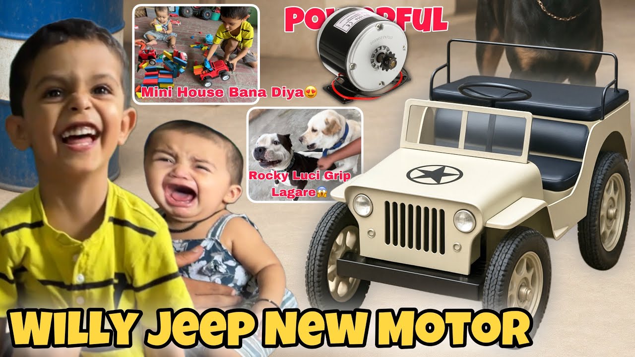 Finally Willy Jeep Ka Motor Mangaya😱 Vihu Ne Mini House Banaya Tractor for Kids