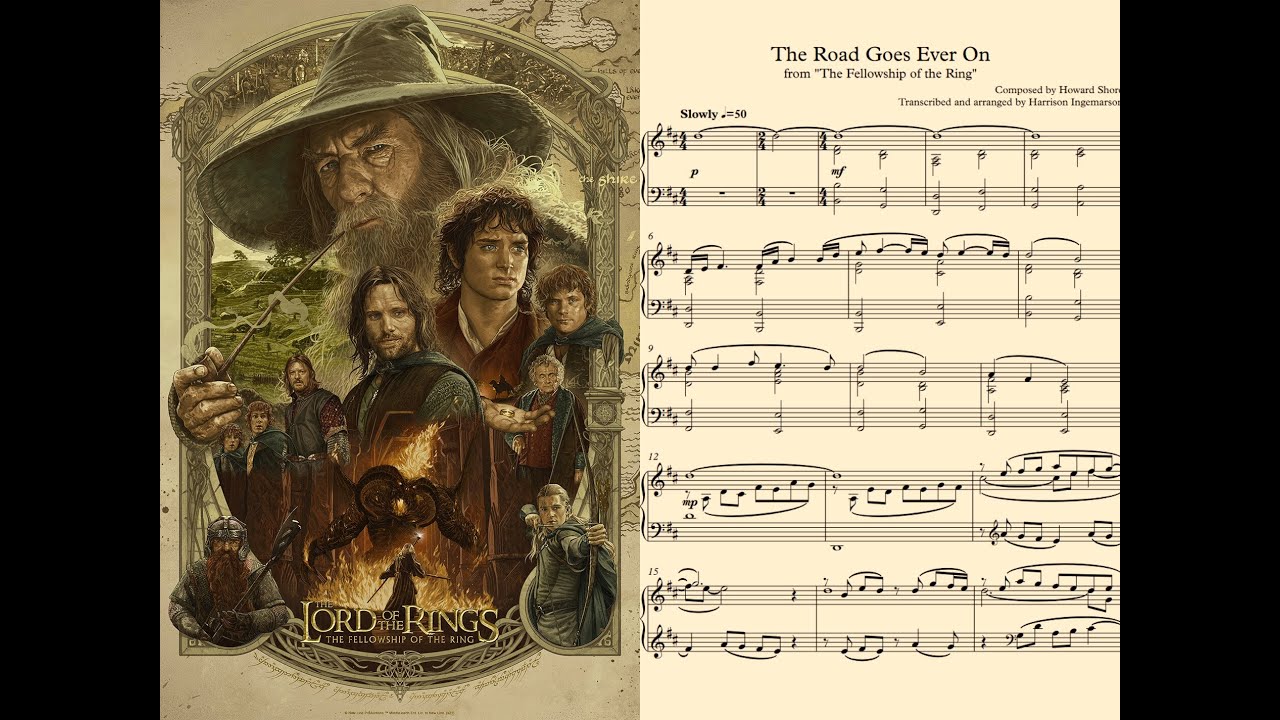 The Fellowship of the Ring - The Road Goes Ever On ♪Piano Sheet Music♪