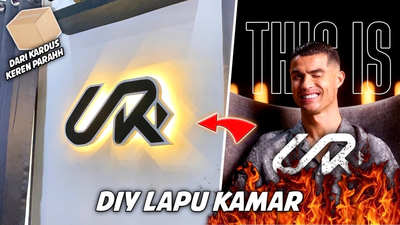 Membuat lampu dinding logo UR RONALDO Dari KARDUS bekas