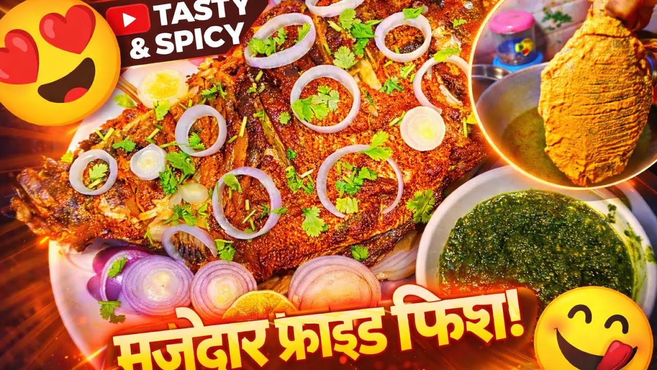 🔥Masala Pomfret 🐠Fish Fry 😍 || Spicy 🌶Fish Fry Cooking & Eating with Green Chutney 😍