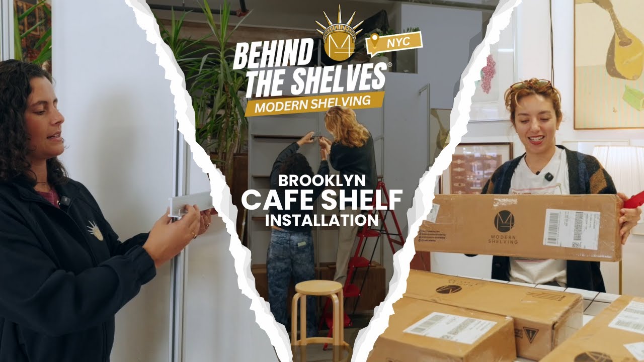 Behind the Shelves: Modern Shelving Installation in a Brooklyn Vintage Store Café
