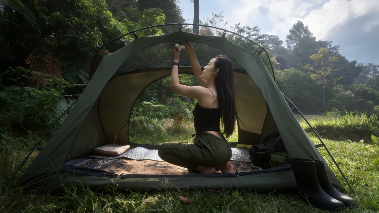 Peaceful Solo Camping in Forest, Rain & Simple Cooking