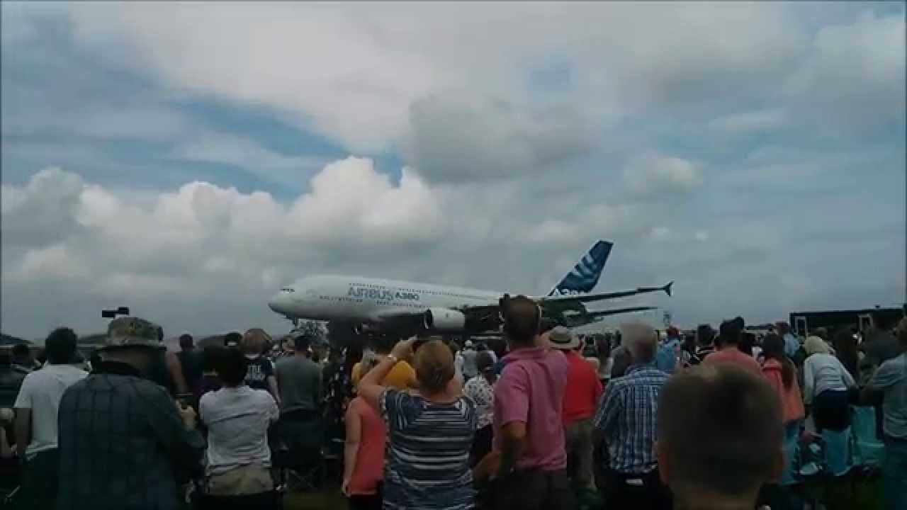 Airbus A380, Harrier & other aircraft at Farnborough Intl Airshow 2014