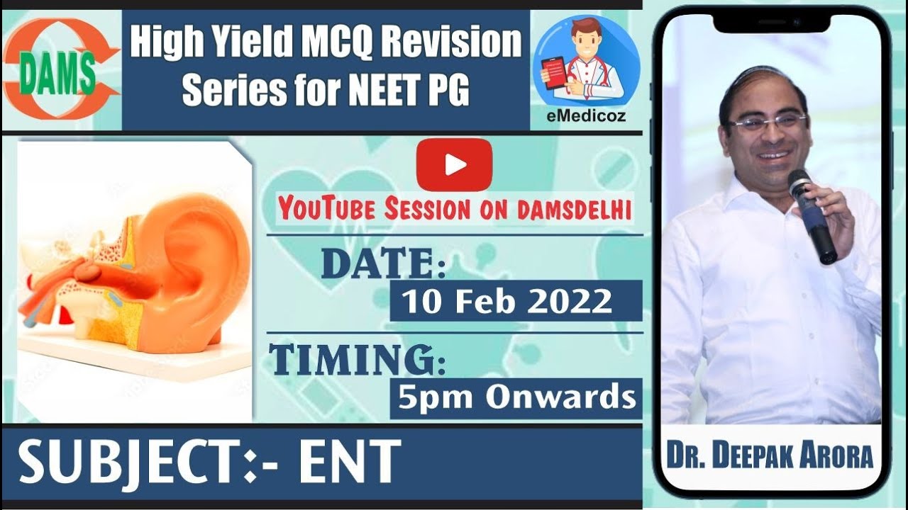 ENT | High Yield MCQ Revision Series for NEET PG || Dr. Deepak Arora