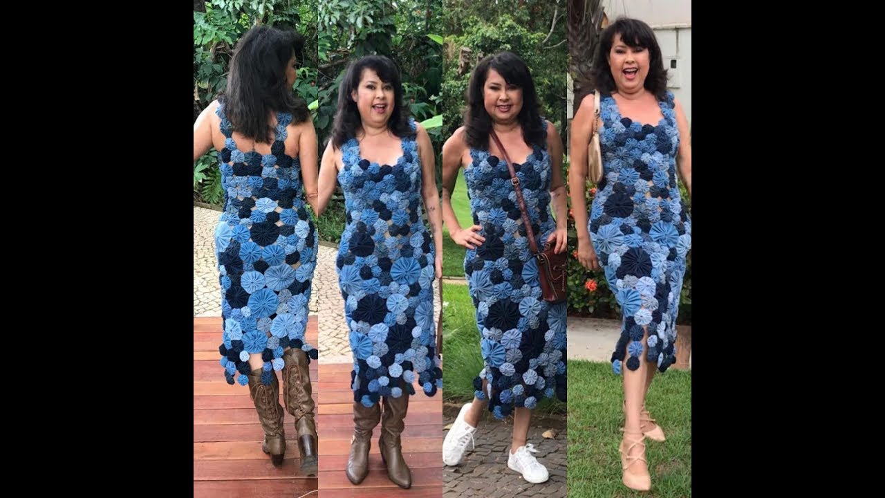 Vestido Jeans! Fuxico Artesanato.