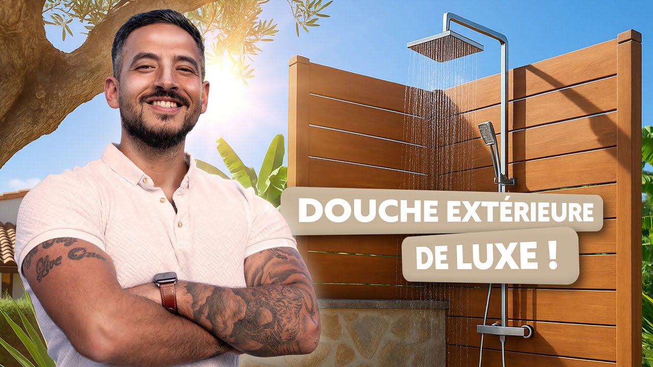 Je construis une douche ext&eacute;rieure en bois exotique