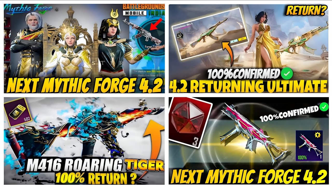 🛑NEXT MYTHIC FORGE BGMI/PUBGM 4.2😍UPDATE |NEW ULTIMATE SET 4.2 BGMI😱|M416 ROARING TIGER RETURN BGMI