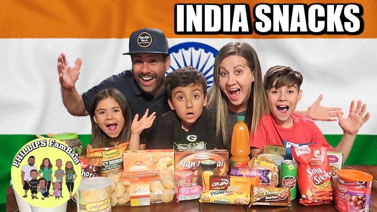 INDIAN FOOD TASTE TEST | AMERICANS TRY SNACKS & CANDY FROM INDIA | PHILLIPS FamBam TASTE TEST