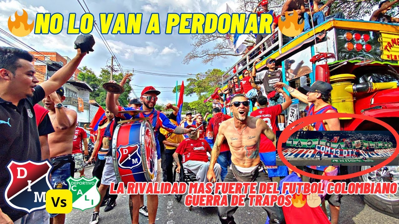 MEDELLÍN VS CALI - TIFO ( vamox Decano)  caminata comuna 13/ Guerra de trapos / liga BetPlay