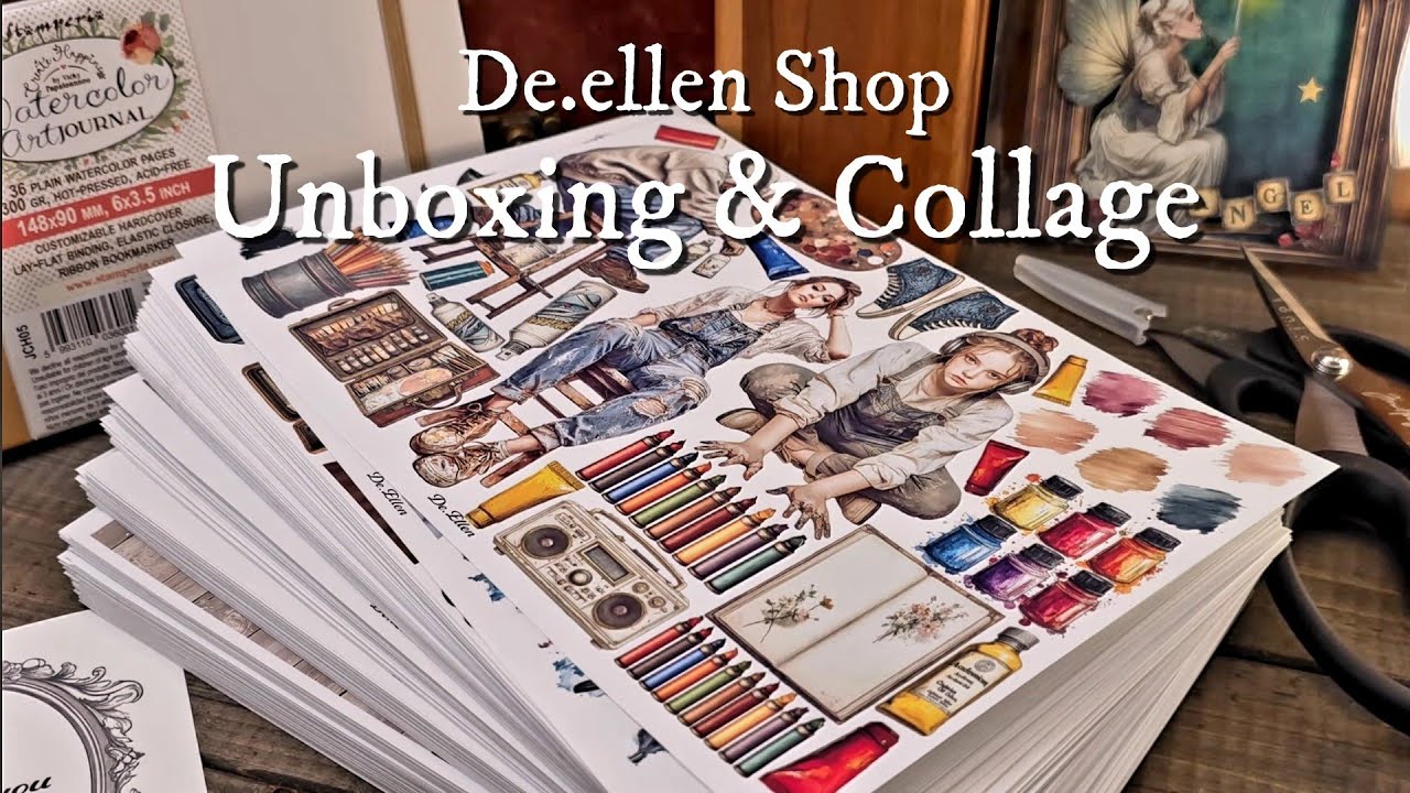 Sub) Unboxing & Collage｜新しいコラージュ素材の開封🕊&lrm;De.Ellen Shop｜Journal supplies Haul