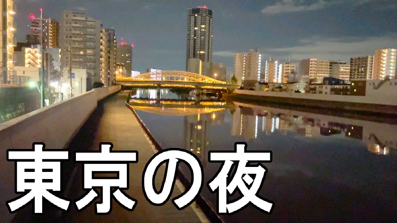 【Tokyo Night】夜の隅田川と千住大橋｜南千住 定点観測19分