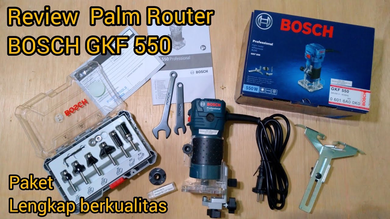 Review Bosch Palm Router GKF 550 & Router Bit Set 6 Pcs || Mesin trimmer/profil kayu berkualitas