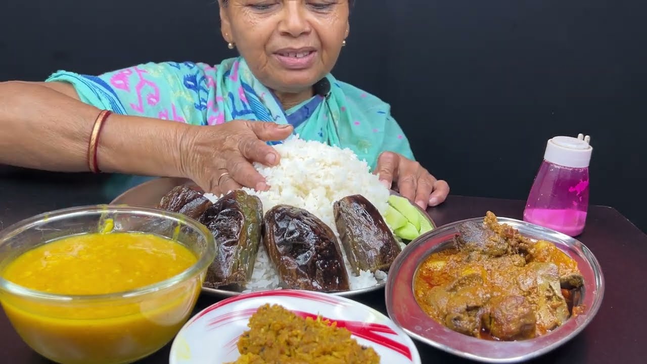 BIGBITES, EATING RICE WITH SPICY CHICKEN GIZZERD KOSHA, KOCHU BATA,, DAL।।