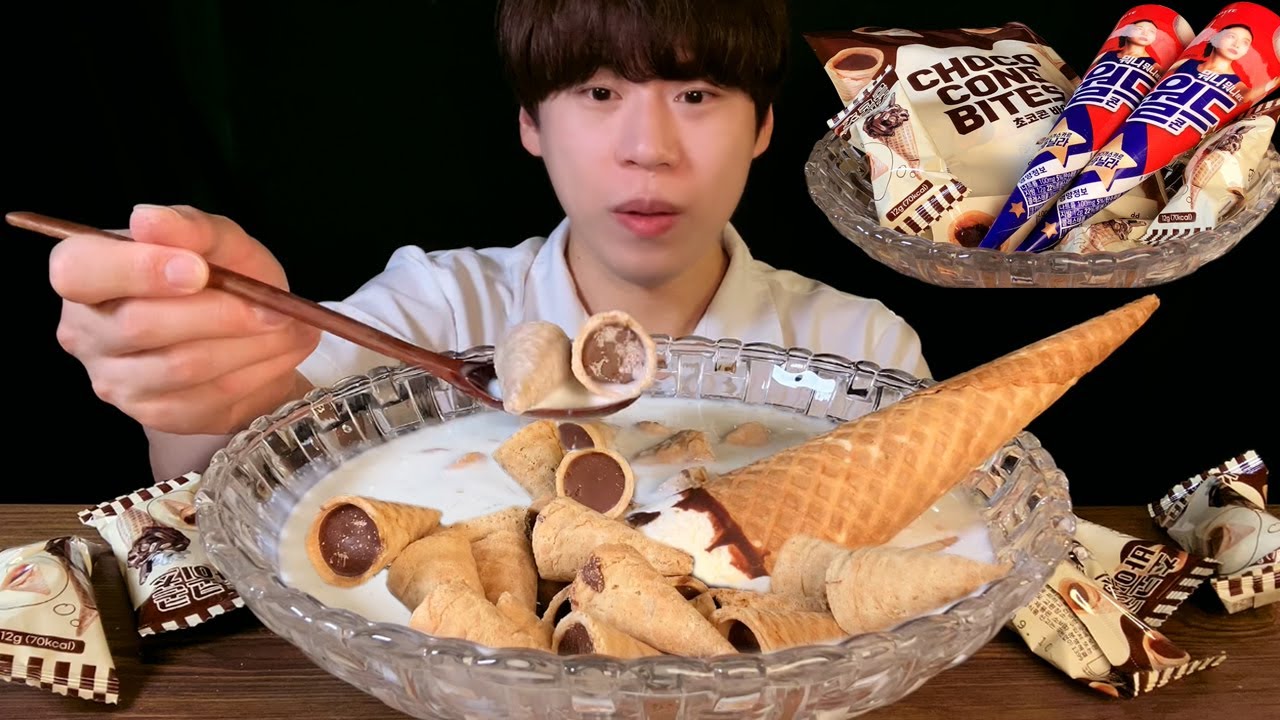 SUB)월드콘 꼬다리 초코과자탕 ASMR 꼬다리만 모아서 과자탕 호로록! CHOCOLATE with milk MUKBANG