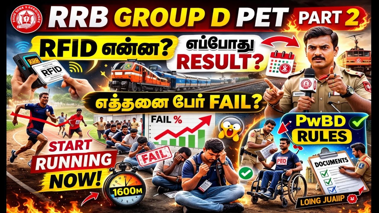 RRB Group D PET PART 2 🔥 | RFID என்ன? | எப்போது Result? | எத்தனை பேர் Fail? | PwBD Rules