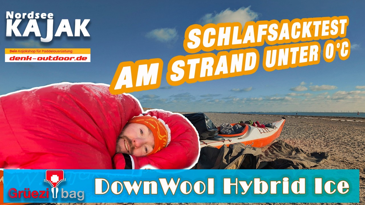 Grüezi DownWool Hybrid - Schlafsacktest am Strand unter 0 Grad Celsius
