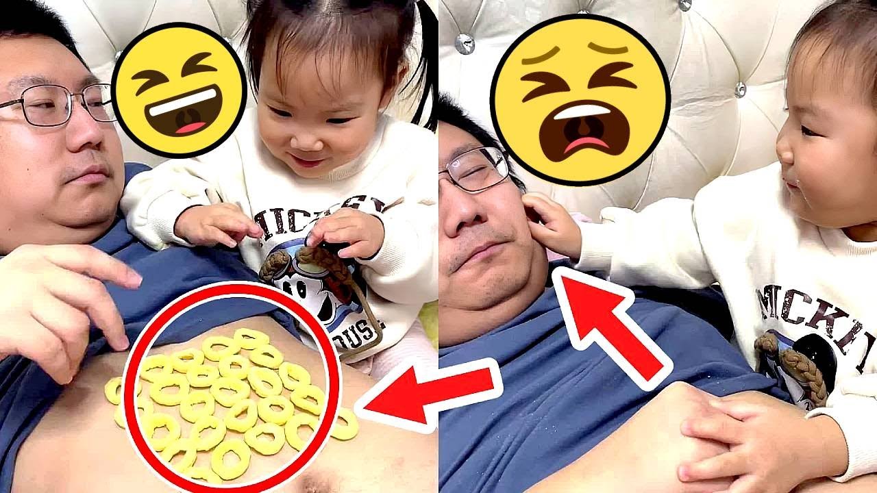 爸爸肚子上的甜甜圈抢着吃 #宝爸带娃 #记录宝宝 #男人带娃系列 #爹带娃系列 #爷俩日常
