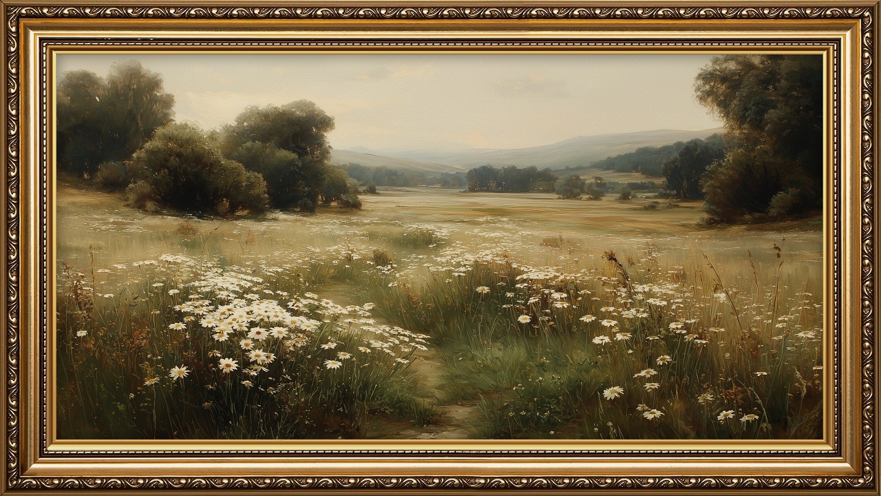 Golden Spring Fields | Vintage Framed Meadow Landscapes | Silent TV Art Gallery