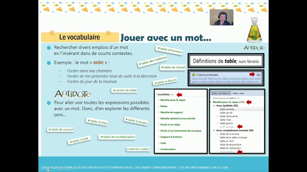 Vocabulaire C - Pistes d'intervention