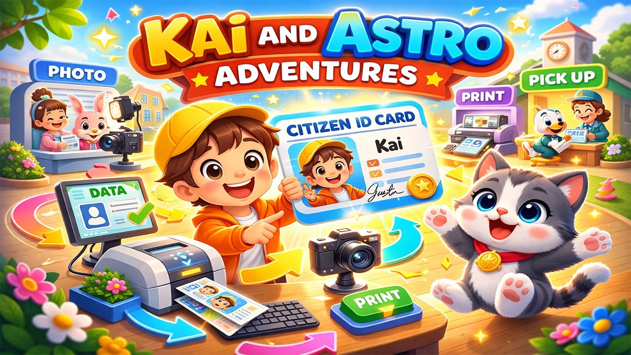 Kai & Astro Adventure – Citizen ID Day !  Step-by-Step | Let’s Make an ID Card! | 3D Animation