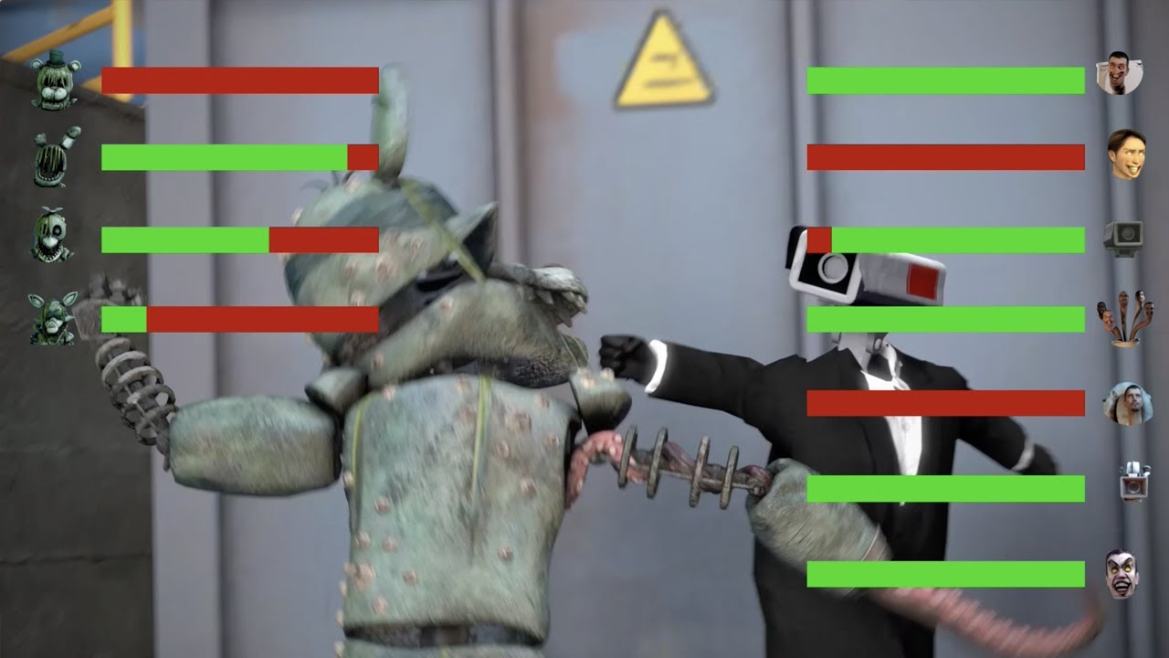 [SFM FNaF] Skibidi Toilets & Titan Cameraman VS Five Nights at Freddy's WITH Healthbars #9