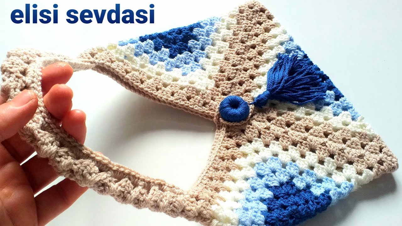 👉3 MOTİFLE ÇOK KOLAY  TIĞ İŞİ ÇANTA MODELİ/EASY CROCHET BAG