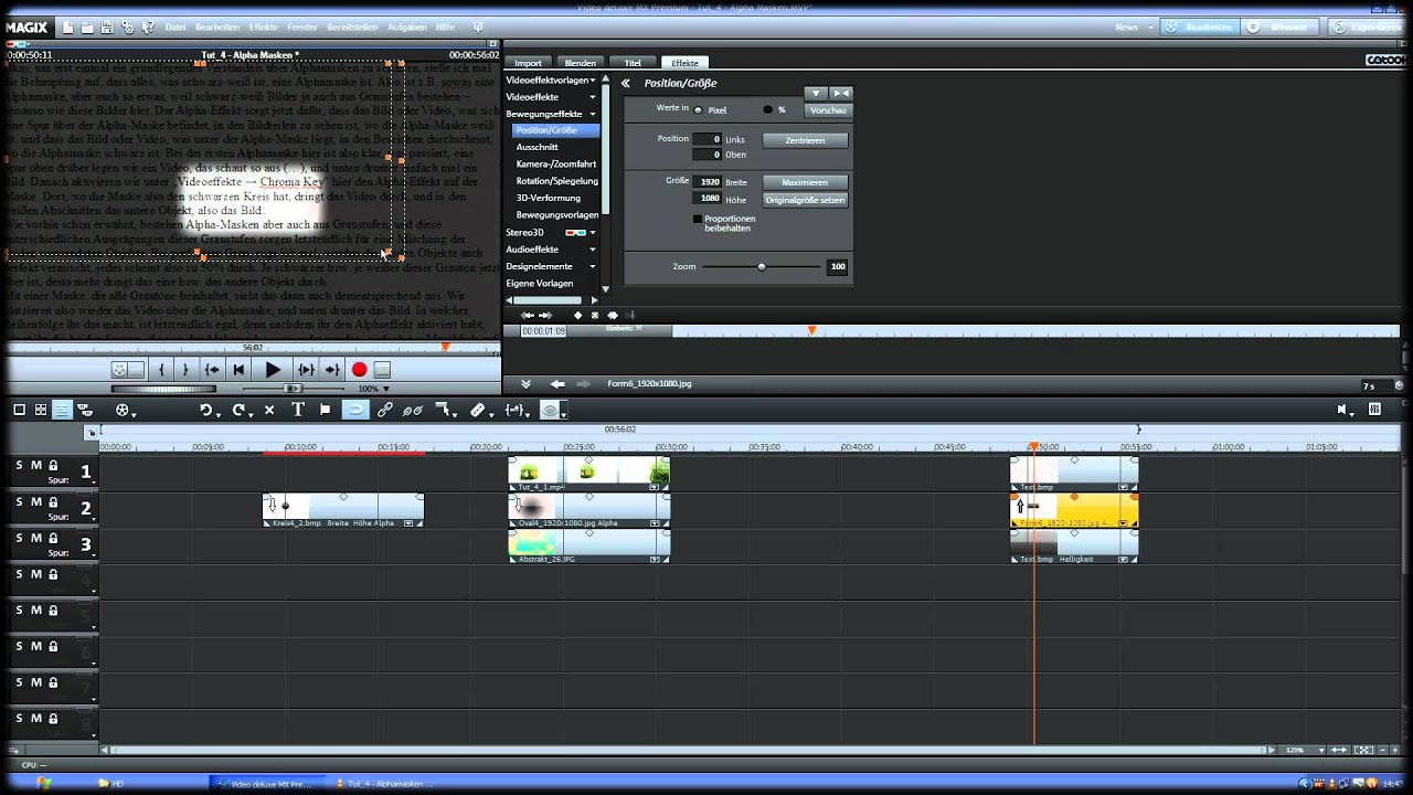 Alphamasken / Effekt-Masken: Grundlagen ─ MAGIX Video Deluxe MX (17, 16) Tutorial