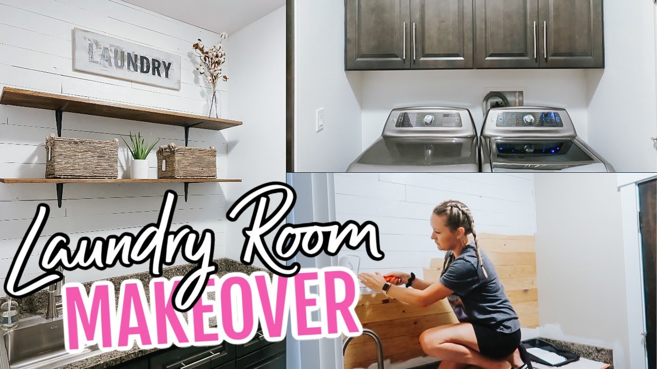 $100 Laundry Room Makover // EASY SHIPLAP DIY