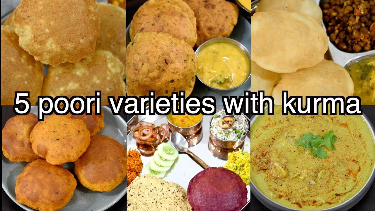 5 Different Poori Varieties with Kurma Recipe