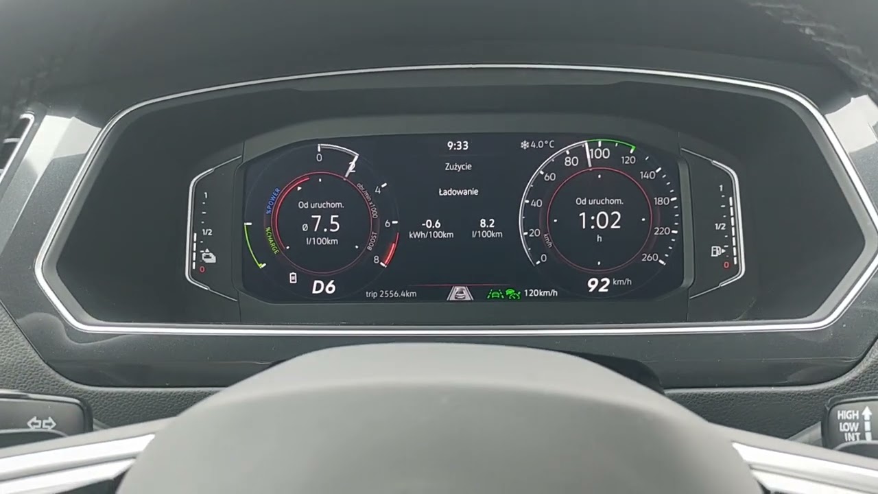 VW Tiguan hybryda plugin – spalanie przy 120km/h