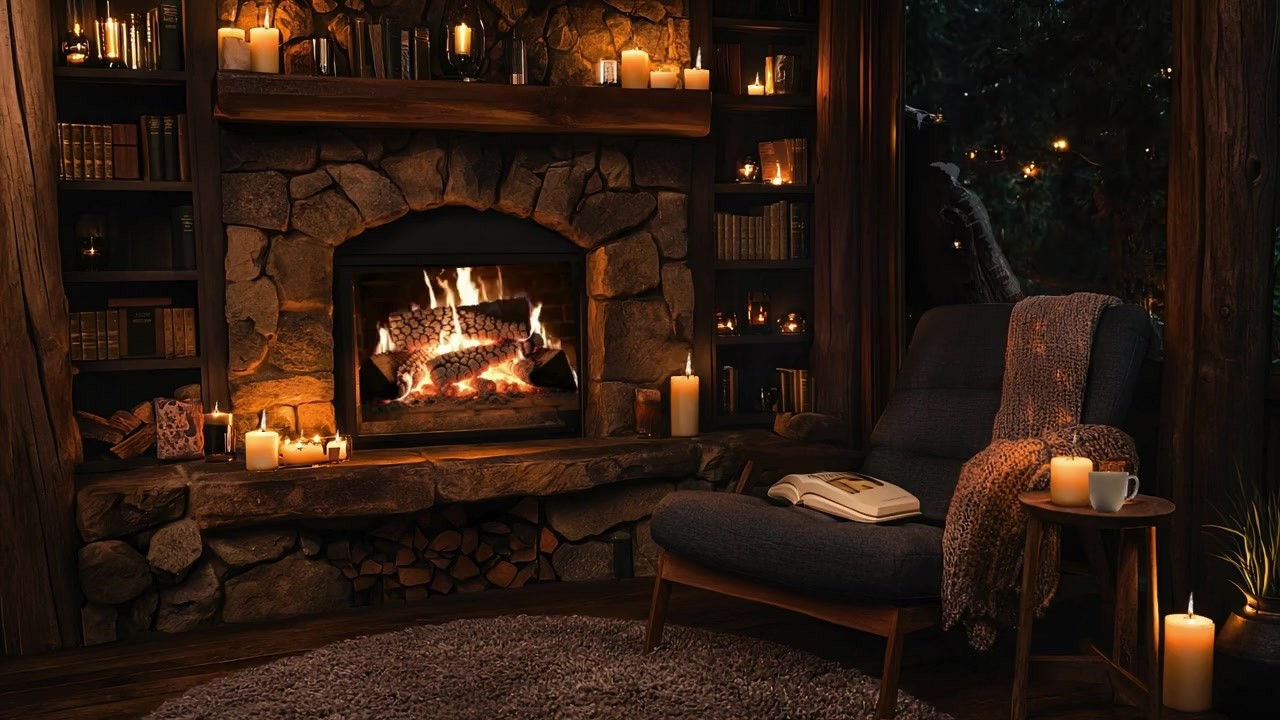 Cozy Fireplace Night 🔥 Relaxing Fire Sounds for Sleep & Study (No Music)